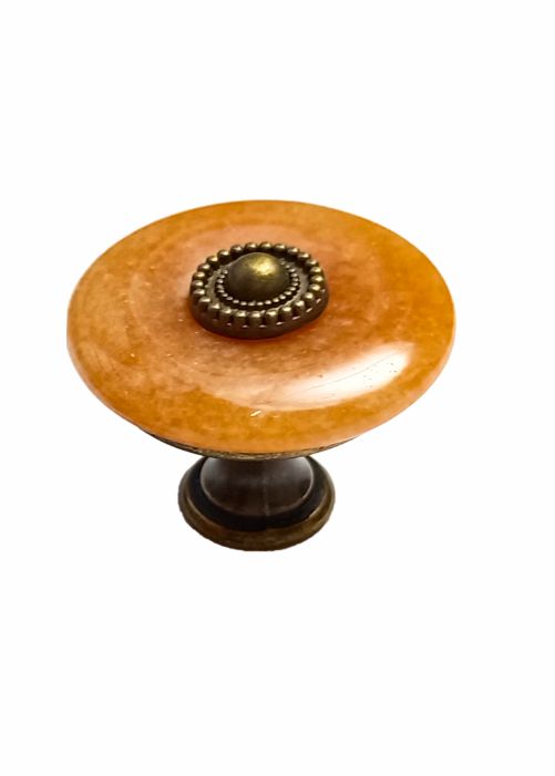 ST-018-07 | Modern Jade Natural Stone (Orange) Cabinet Knob | Jade Natural Stone (Orange) Drawer Pull | Sleek Wardrobe & Furniture Handle