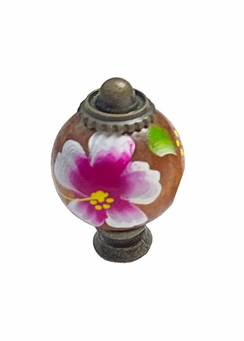 W-051B | Modern Wooden Floral Painted Cabinet Knob | Wooden Floral Painted Drawer Pull | Sleek Wardrobe & Furniture Handle