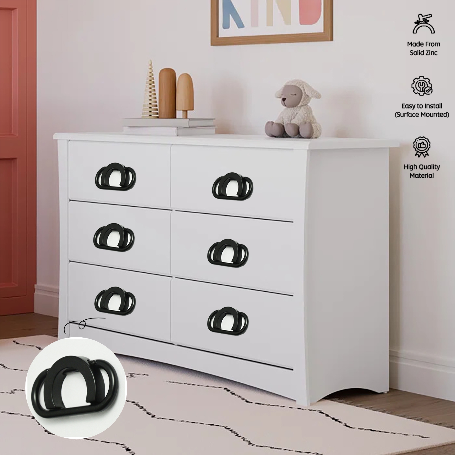 SFH-A318 | Modern Square Cabinet Knob | Golden Finish Zinc Drawer Pull | Sleek Wardrobe & Furniture Handle - Image 10